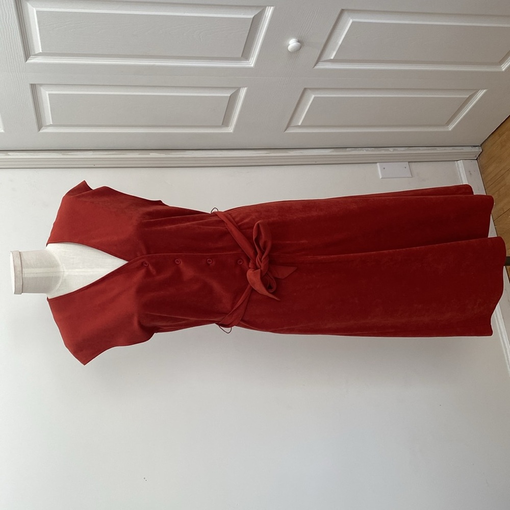 VINTAGE Kenny Classics Rust Belted Midi Dress 70s 80s Vibes Size Small - Picture 11 of 12
